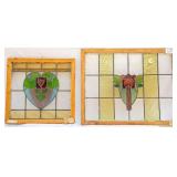 TWO FRENCH ART NOUVEAU STAINED GLASS PANELS
