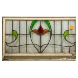 FRENCH ART NOUVEAU STAINED GLASS PANEL