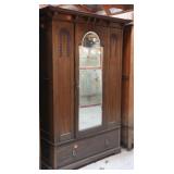 FRENCH OAK MIRRORED ARMOIRE
