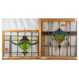 TWO FRENCH ART NOUVEAU STAINED GLASS PANELS