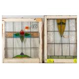 TWO CONTINENTAL STAINED GLASS PANELS