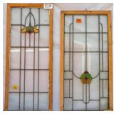 TWO FRENCH STAINED GLASS PANELS