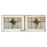 PAIR OF FRENCH ART NOUVEAU STAINED GLASS PANELS