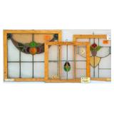 THREE FRENCH STAINED GLASS PANELS