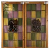 PAIR OF ANTIQUE FRENCH REVERSED PAINTED STAINED GL