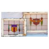 TWO CONTINENTAL STAINED GLASS PANELS