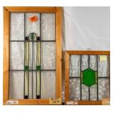 TWO CONTINENTAL STAINED GLASS PANELS