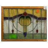 FRENCH ART NOUVEAU STAINED GLASS PANEL