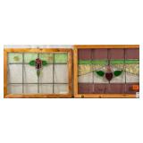 TWO FRENCH ART NOUVEAU STAINED GLASS PANELS