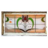 FRENCH ART NOUVEAU STAINED GLASS PANEL