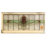 FRENCH ART NOUVEAU STAINED GLASS PANEL
