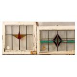 TWO CONTINENTAL ART DECO STAINED GLASS PANELS