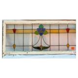 FRENCH ART NOUVEAU STAINED GLASS PANEL