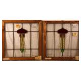 PAIR OF CONTINENTAL ART NOUVEAU STAINED GLASS PANE