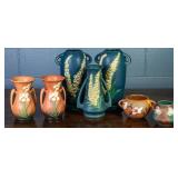ROSEVILLE (REPRODUCTION), 7 POTTERY VASES