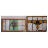TWO ANTIQUE CONTINENTAL STAINED GLASS PANELS