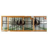 THREE FRENCH ART NOUVEAU STAINED GLASS PANELS