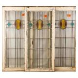 SET OF 3 ART DECO STAINED GLASS PANELS