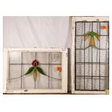 TWO FRENCH STAINED GLASS PANELS