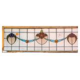 FRENCH ART NOUVEAU JEWELED STAINED GLASS PANEL