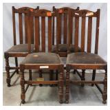 SET OF 4 FRENCH ARTS & CRAFTS DINING CHAIRS