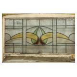 FRENCH ART NOUVEAU STAINED GLASS PANEL