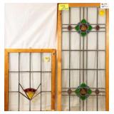 TWO CONTINENTAL STAINED GLASS PANELS