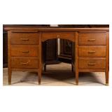 ENGLISH OAK PARQUETRY TOP LIBRARY DESK
