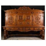 FRENCH CARVED OAK SIDEBOARD