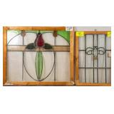 TWO FRENCH ART NOUVEAU GLASS PANELS
