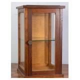 FRENCH OAK TWO-TIER DISPLAY CABINET