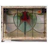 FRENCH ART NOUVEAU STAINED GLASS PANEL