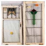 TWO FRENCH ART NOUVEAU STAINED GLASS PANELS