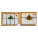 TWO ENGLISH ART DECO STAINED GLASS PANELS