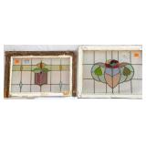 TWO FRENCH ART NOUVEAU STAINED GLASS PANELS