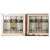 PAIR OF ENGLISH ART DECO STAINED GLASS PANELS