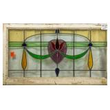 FRENCH ART NOUVEAU STAINED GLASS PANEL