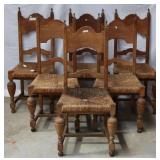 SET OF 6 DUTCH OAK DINING CHAIRS