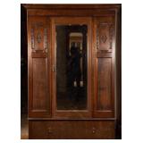 FRENCH ART NOUVEAU OAK ARMOIRE