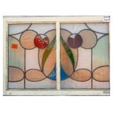 FRENCH ART NOUVEAU STAINED GLASS PANEL