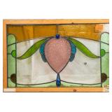FRENCH ART NOUVEAU JEWELED STAINED GLASS PANEL