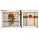 TWO FRENCH STAINED GLASS PANELS