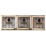 THREE ANTIQUE CONTINENTAL STAINED GLASS PANELS