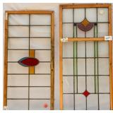 TWO CONTINENTAL STAINED GLASS PANELS