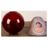 TWO GLASS LAMP SHADES