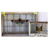 TWO IRISH STAINED GLASS PANELS