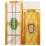 TWO CONTINENTAL STAINED GLASS PANELS
