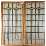 PAIR OF ENGLISH STAINED GLASS PANEL