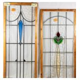 TWO CONTINENTAL ART NOUVEAU STAINED GLASS PANELS
