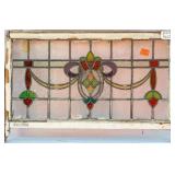 FRENCH ART NOUVEAU STAINED GLASS PANEL